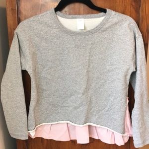 Tea Collection, size 10, sweatshirt top with pink peplum.